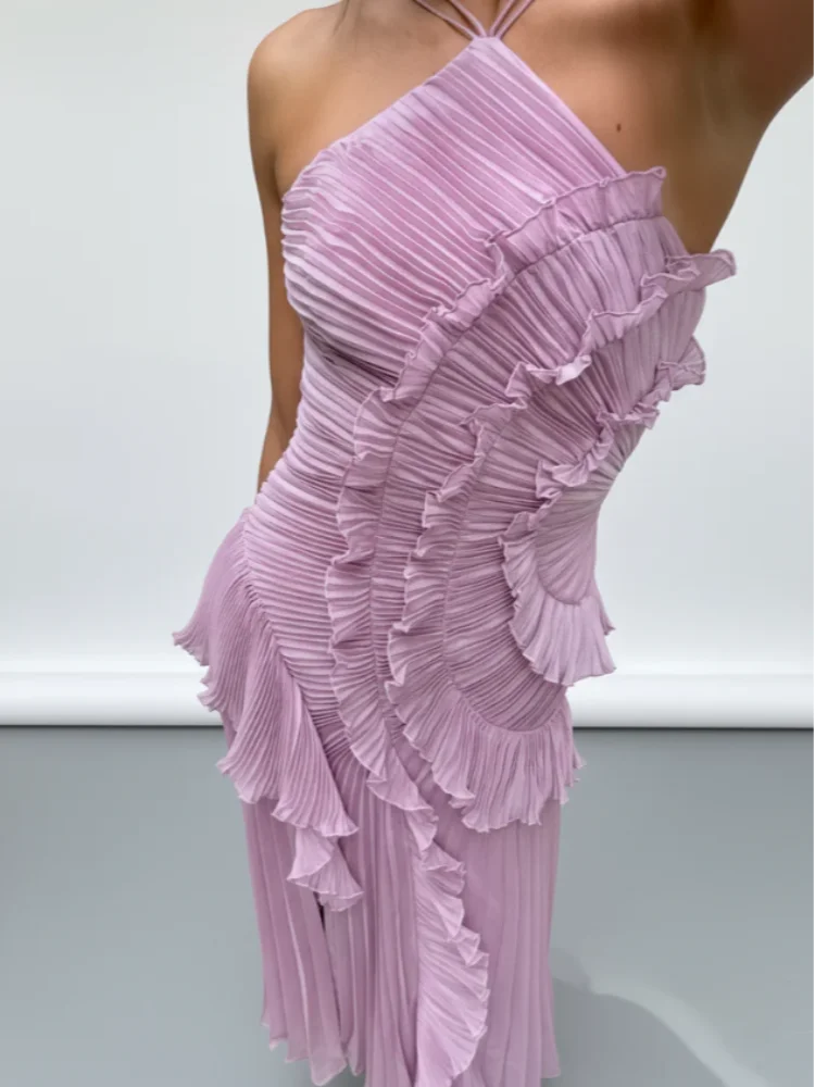 Luxe Pleated Halter Gown
