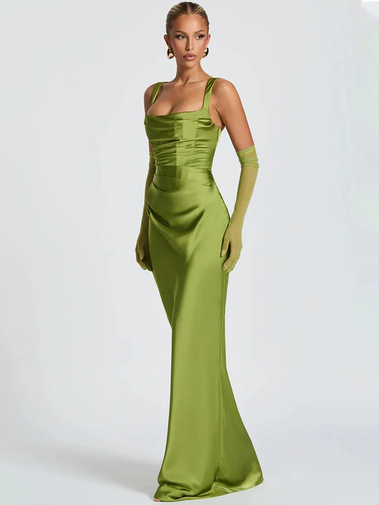 Solène Satin Halter Maxi