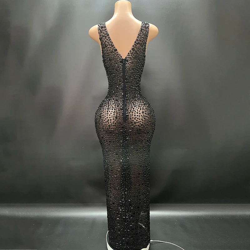 Aurora Rhinestone Sheer Gown