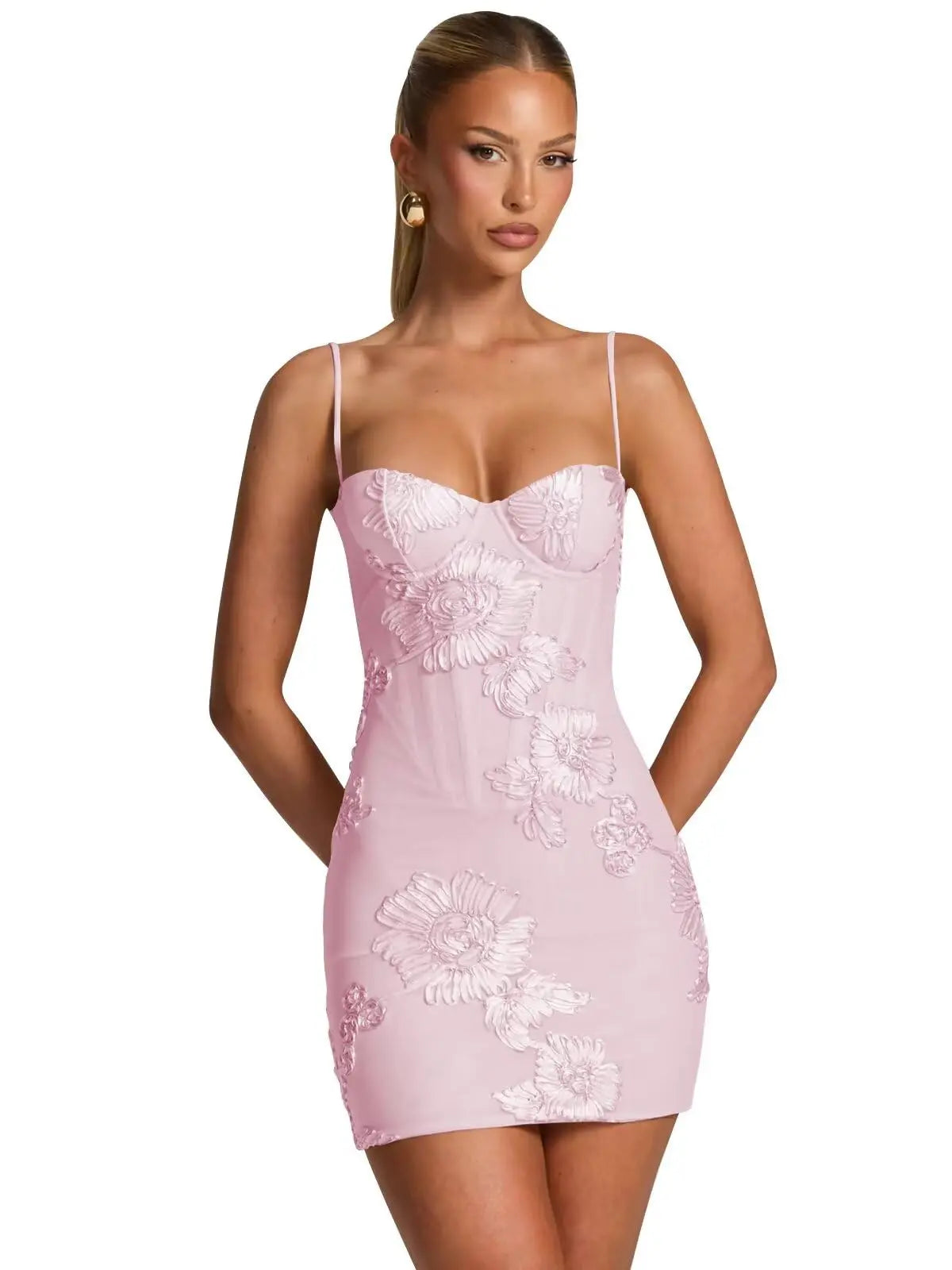 Pearl Embroidery Mini Gown