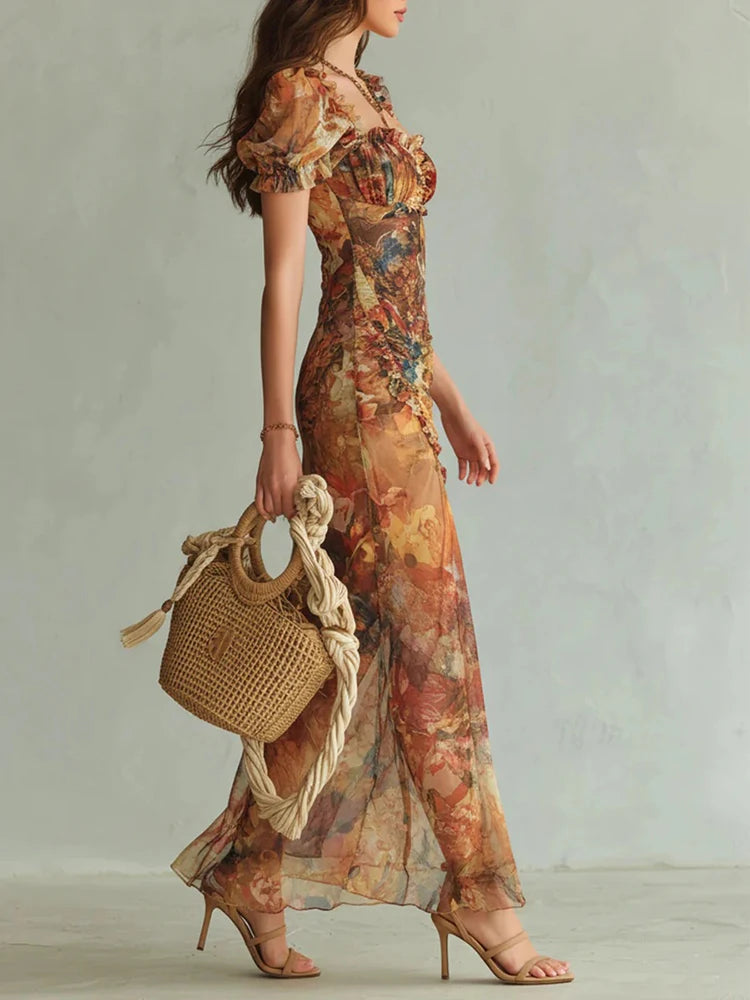 Elara Slit Print Maxi