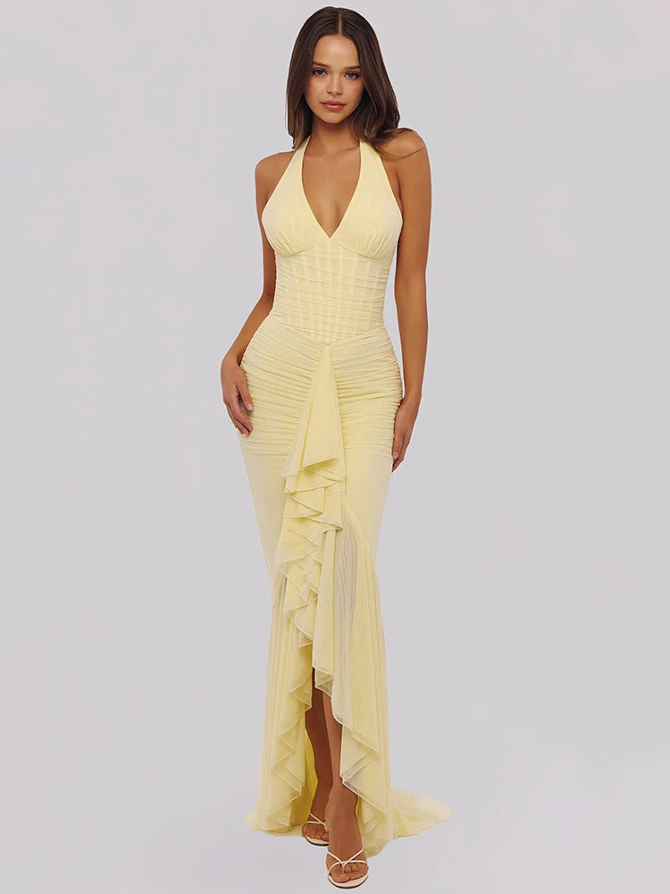 Remy Mesh Ruffle Maxi