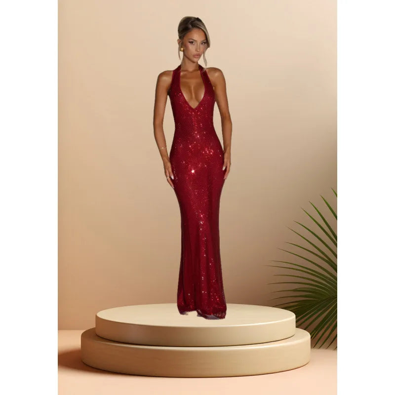 Lumina Sequin Backless Maxi