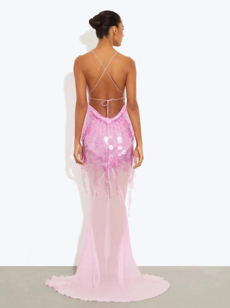 Aria Beaded Fishtail Gown
