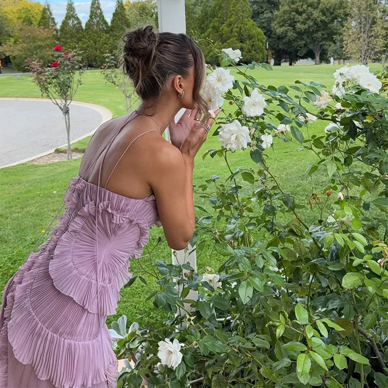 Elisse Ruffle Pleated Gown