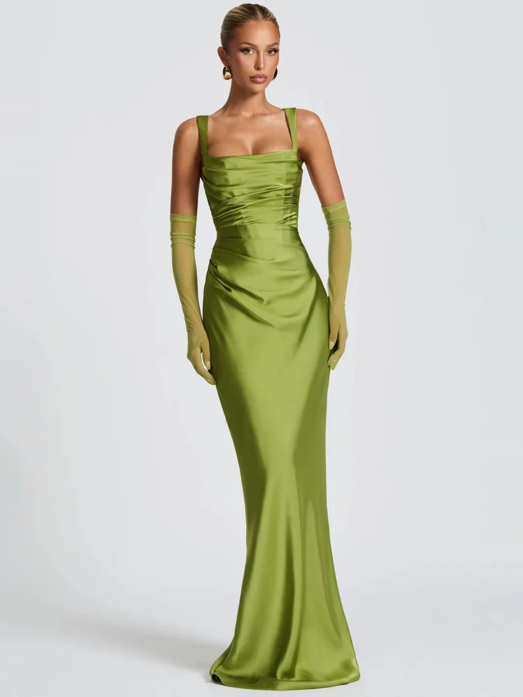 Solène Satin Halter Maxi