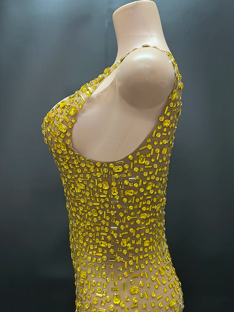 Aurora Rhinestone Sheer Gown
