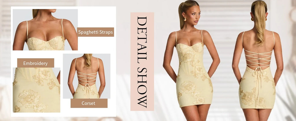 Pearl Embroidery Mini Gown