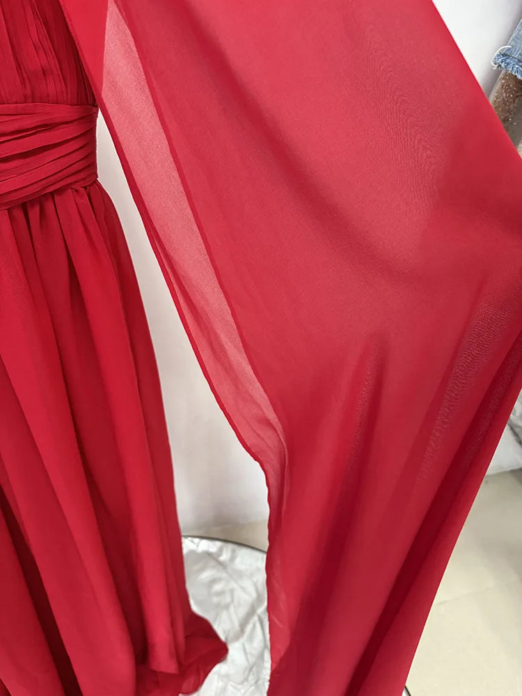 Fuchsia Cape Evening Gown