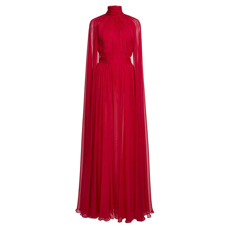 Fuchsia Cape Evening Gown