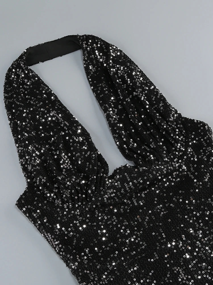 Jade Sequin Halter Gown