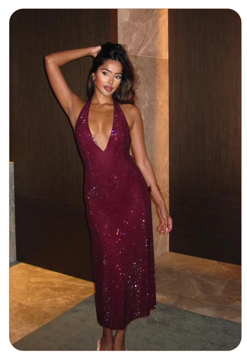 Vivace Sequin Halter Gown