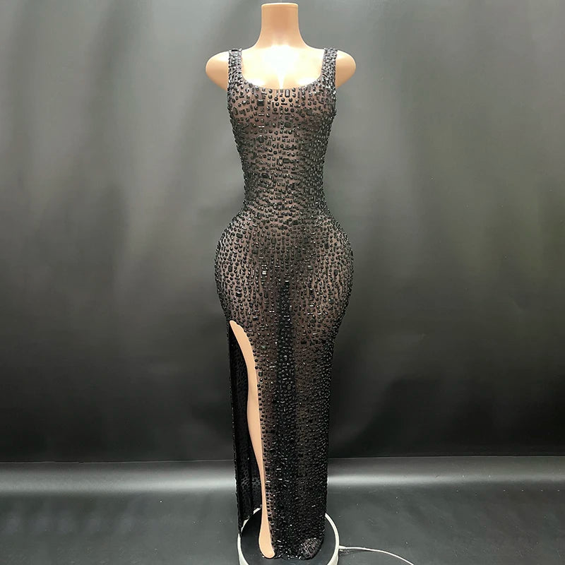 Aurora Rhinestone Sheer Gown