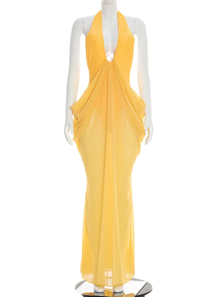 Dalia Deep-V Backless Maxi