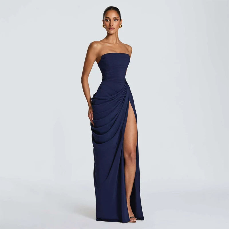 Blanche Pleated Strapless Gown
