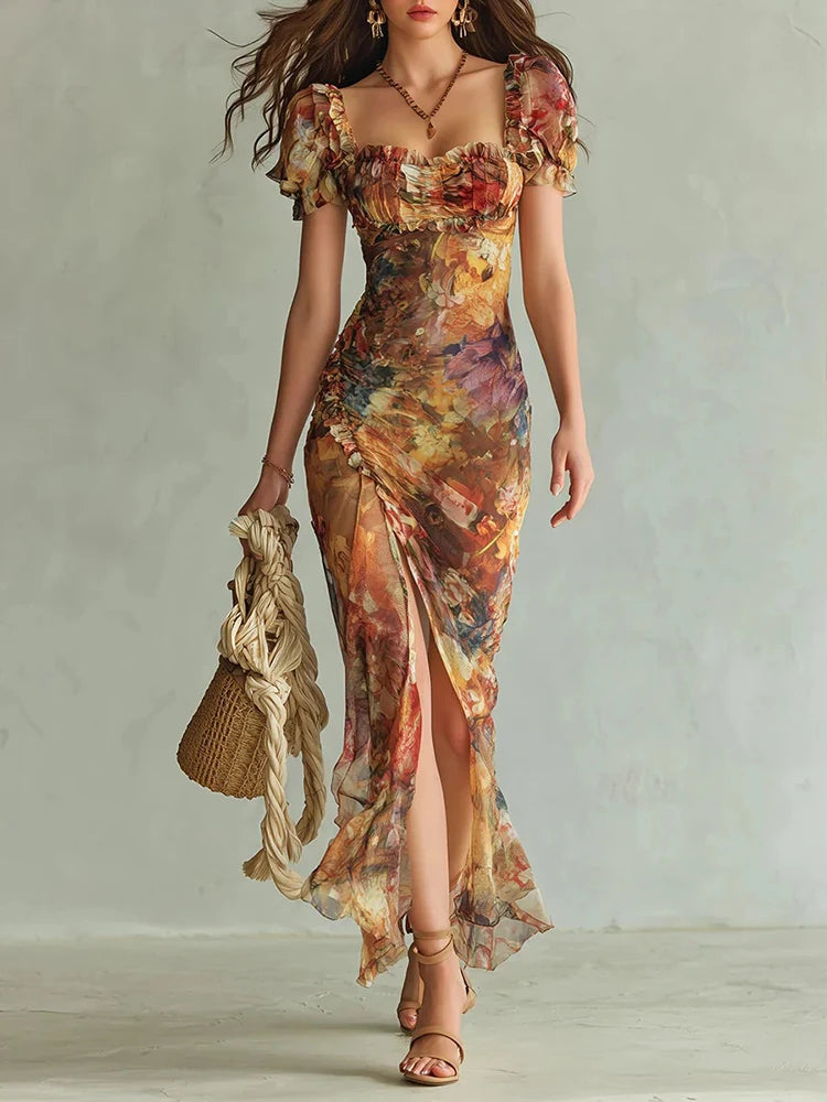 Elara Slit Print Maxi