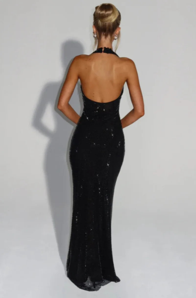 Lumina Sequin Backless Maxi