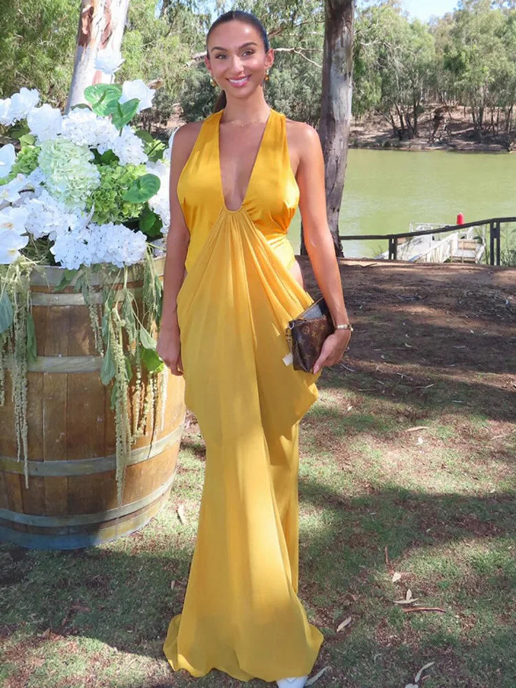 Dalia Deep-V Backless Maxi