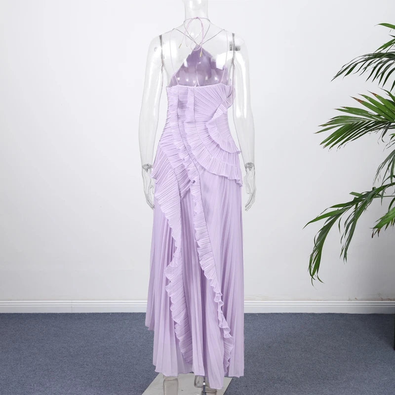 Luxe Pleated Halter Gown