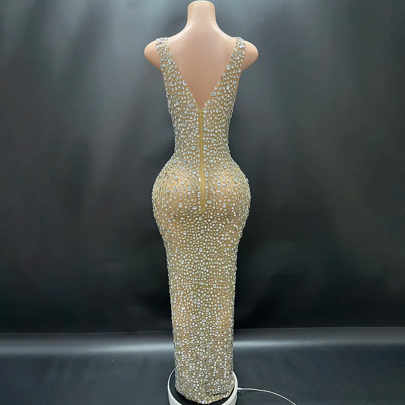 Aurora Rhinestone Sheer Gown