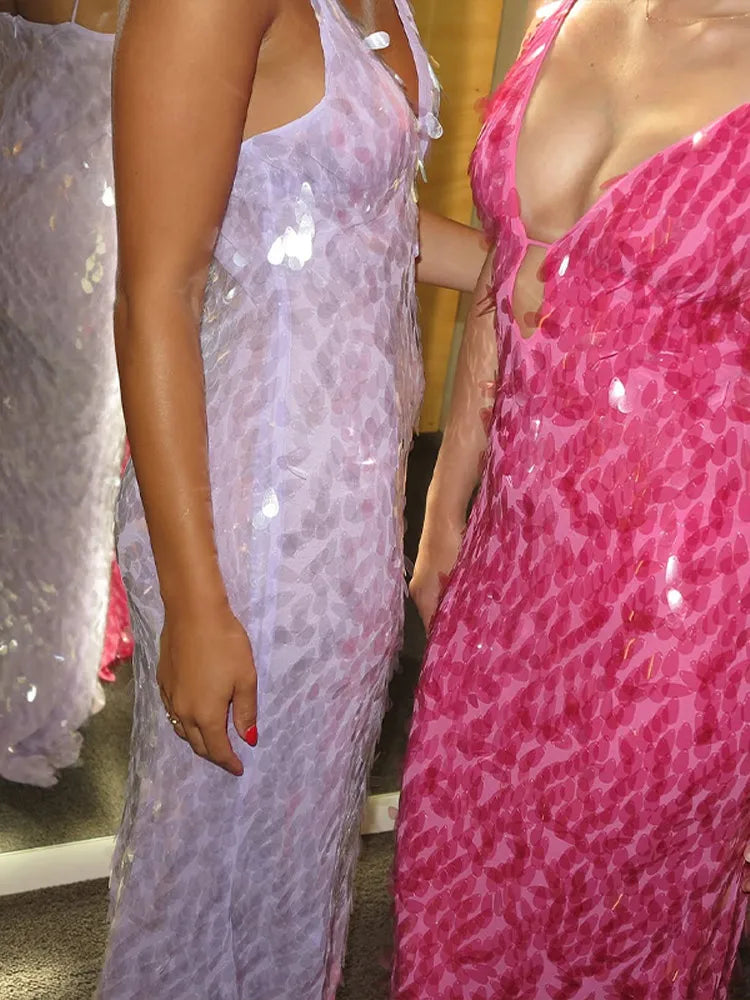 Roxanne Sequin Backless Gown