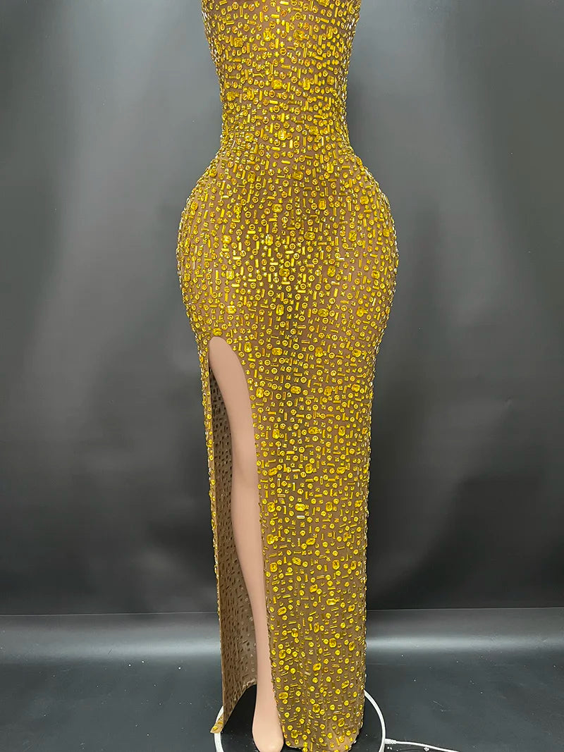 Aurora Rhinestone Sheer Gown