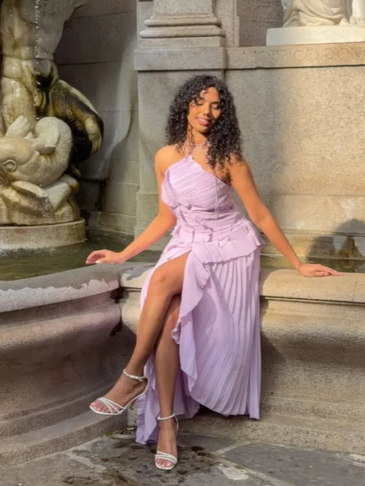Luxe Pleated Halter Gown