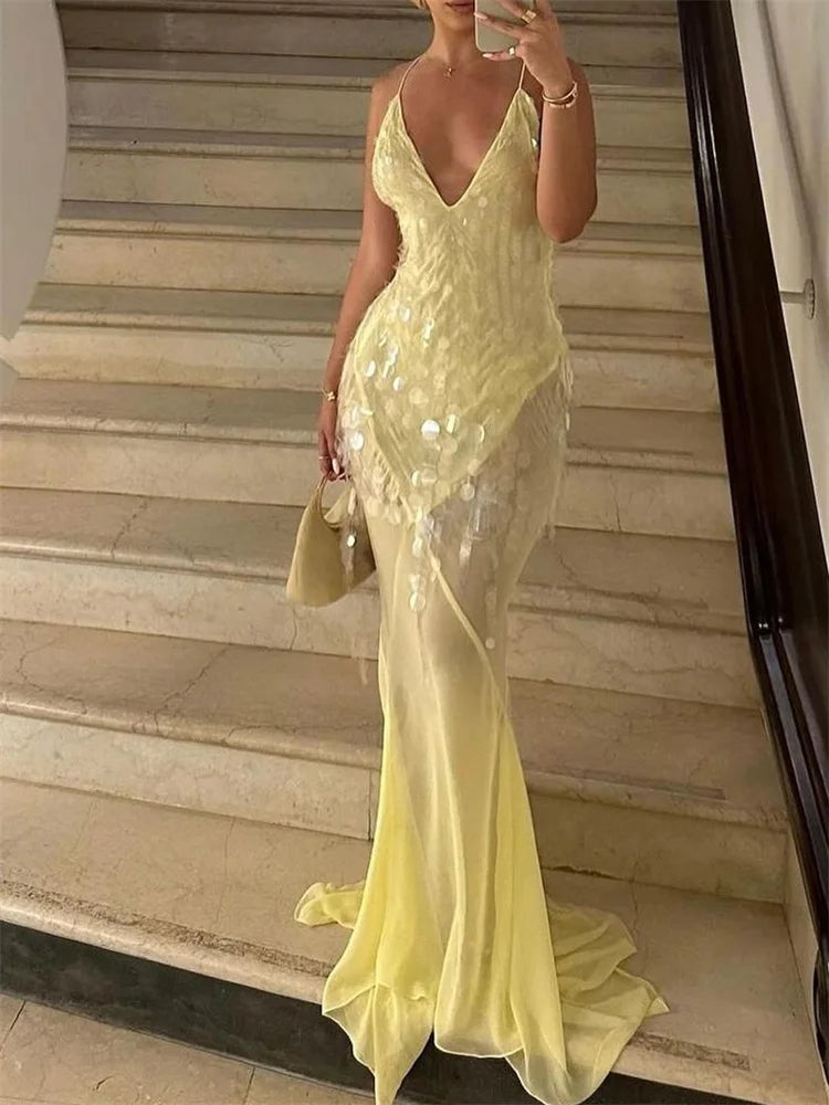 Celeste Sequin Halter Dress