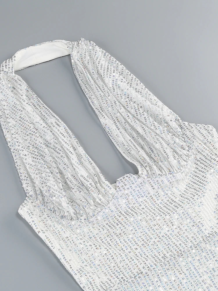 Jade Sequin Halter Gown