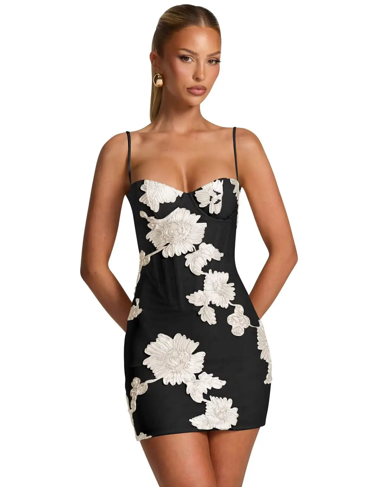 Pearl Embroidery Mini Gown