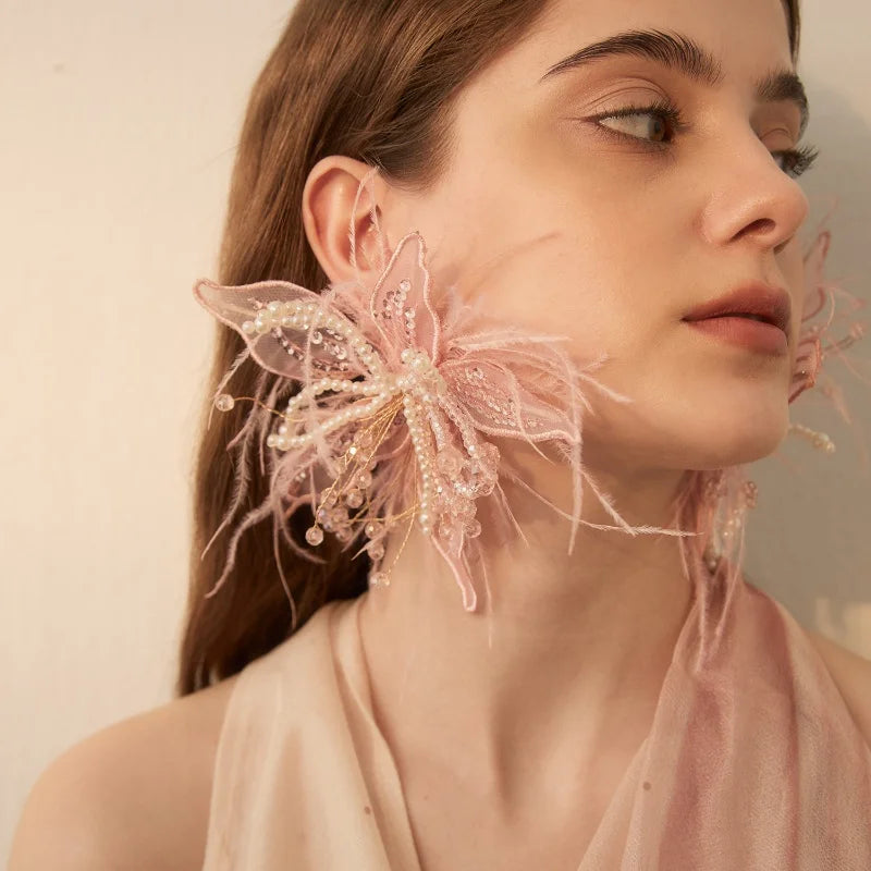 Plume Feather Drop Earrings