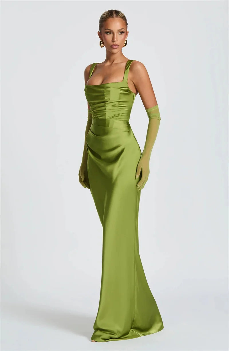 Solène Satin Halter Maxi