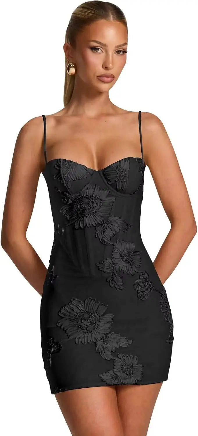 Pearl Embroidery Mini Gown
