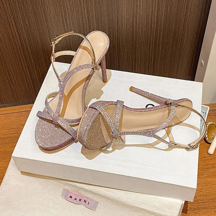 Diamanté Cross-Strap Heels