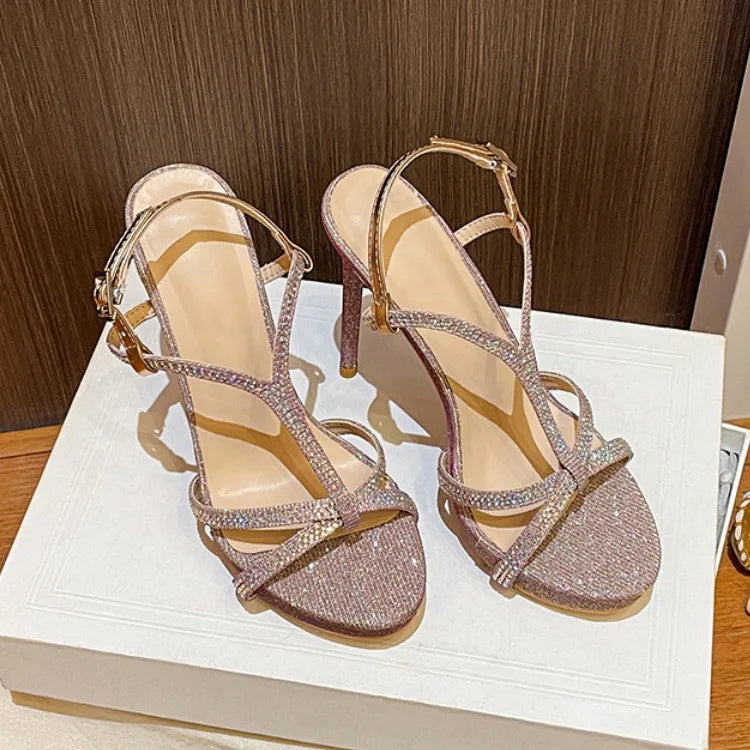 Diamanté Cross-Strap Heels