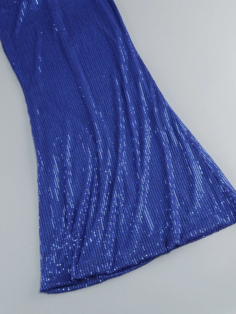 Jade Sequin Halter Gown