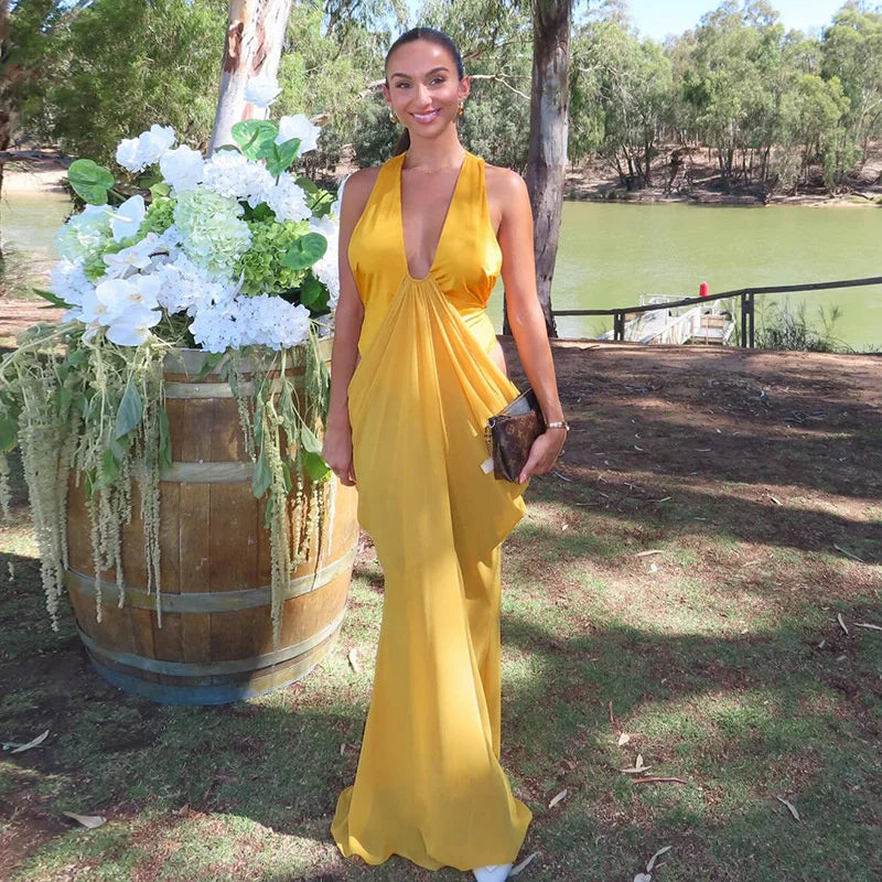 Dalia Deep-V Backless Maxi
