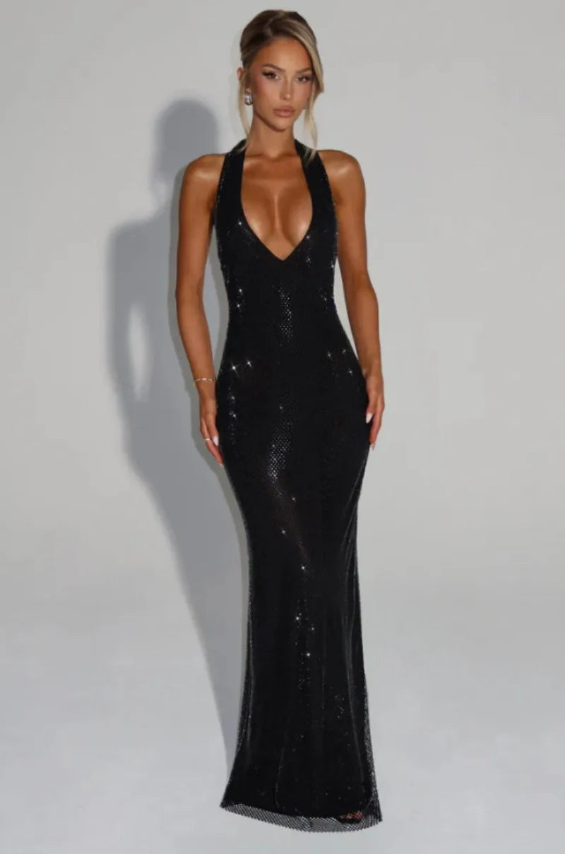 Lumina Sequin Backless Maxi