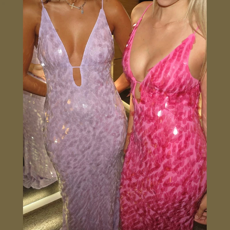 Roxanne Sequin Backless Gown