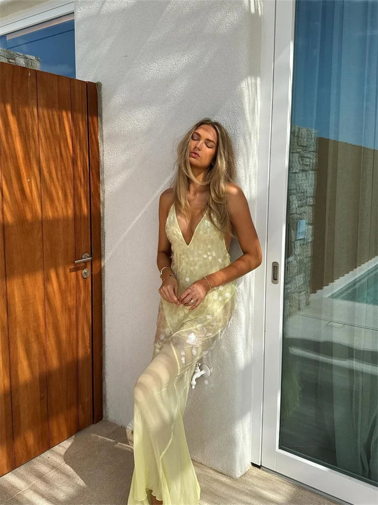 Celeste Sequin Halter Dress
