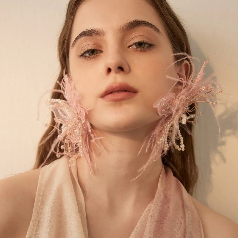Plume Feather Drop Earrings