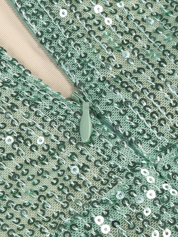 Jade Sequin Halter Gown