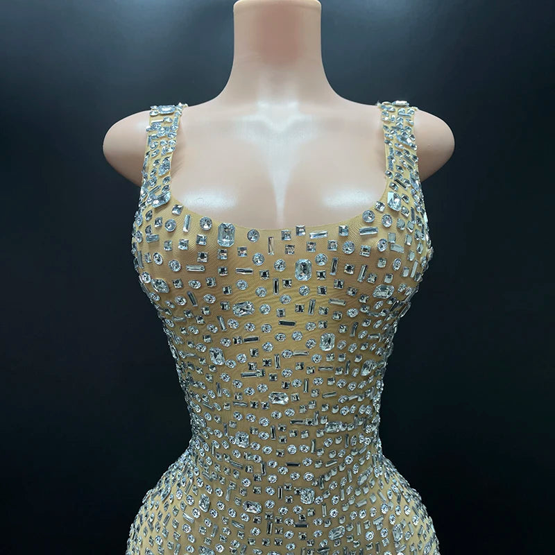 Aurora Rhinestone Sheer Gown