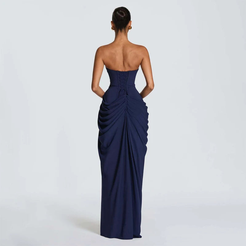 Blanche Pleated Strapless Gown