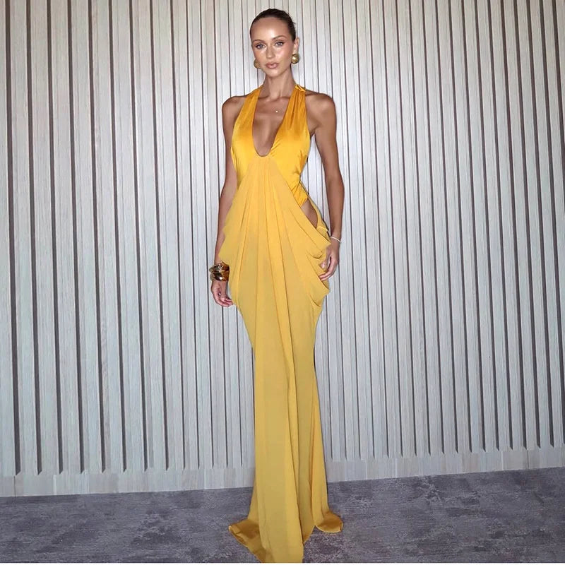 Dalia Deep-V Backless Maxi