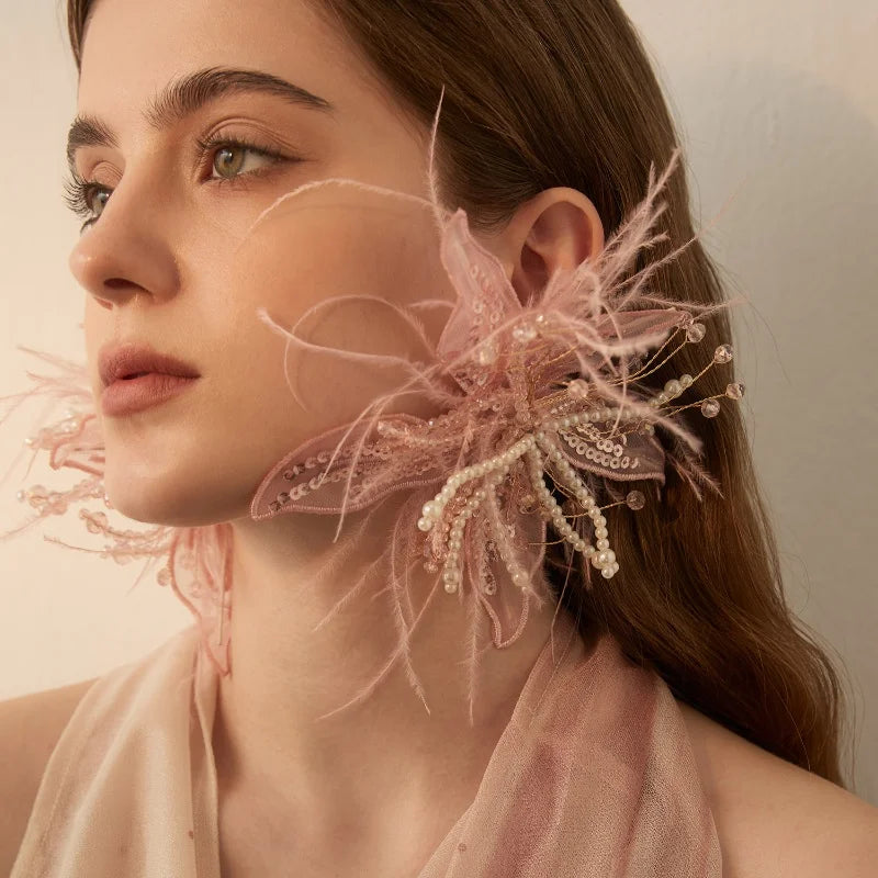 Plume Feather Drop Earrings