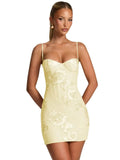 Pearl Embroidery Mini Gown