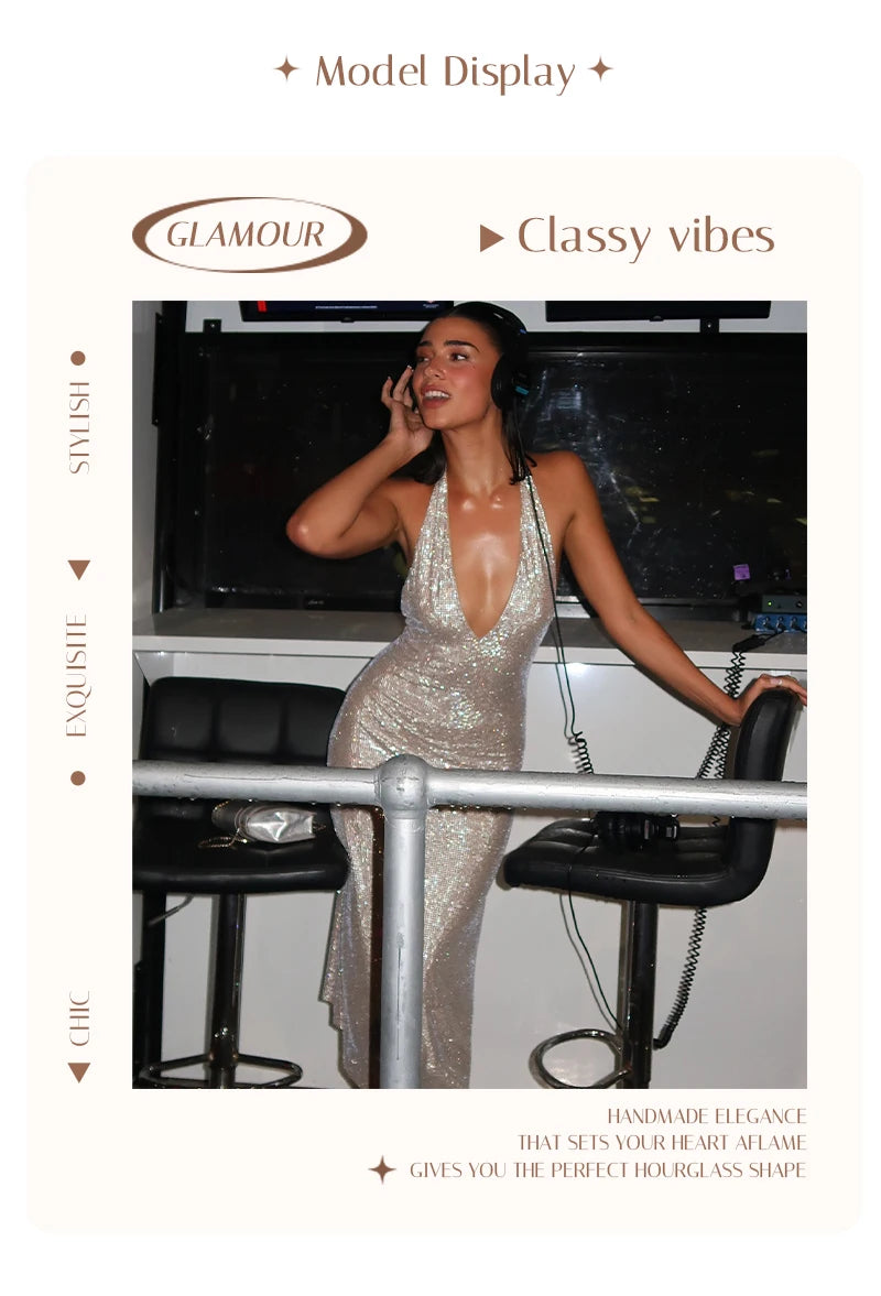 Vivace Sequin Halter Gown