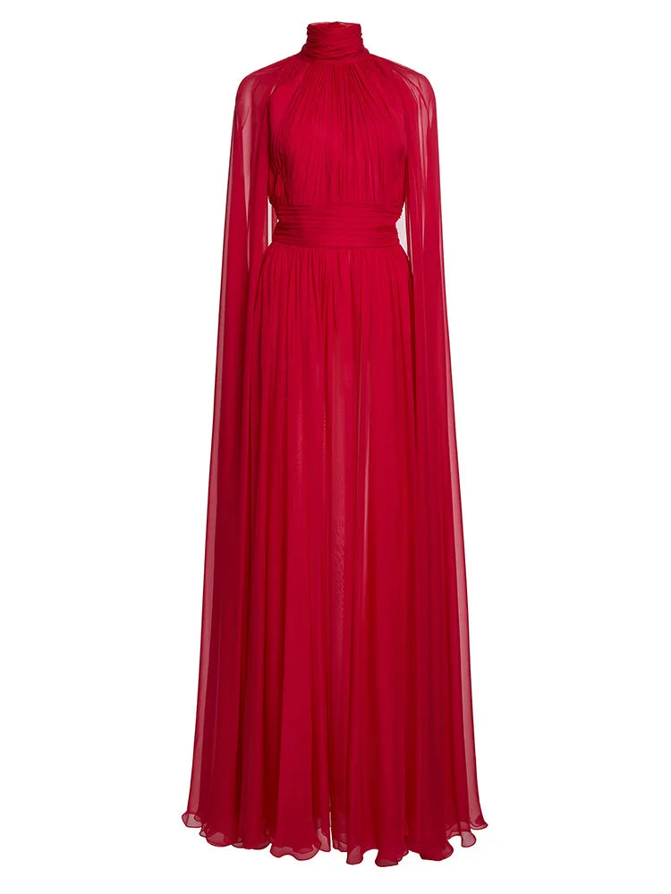 Fuchsia Cape Evening Gown