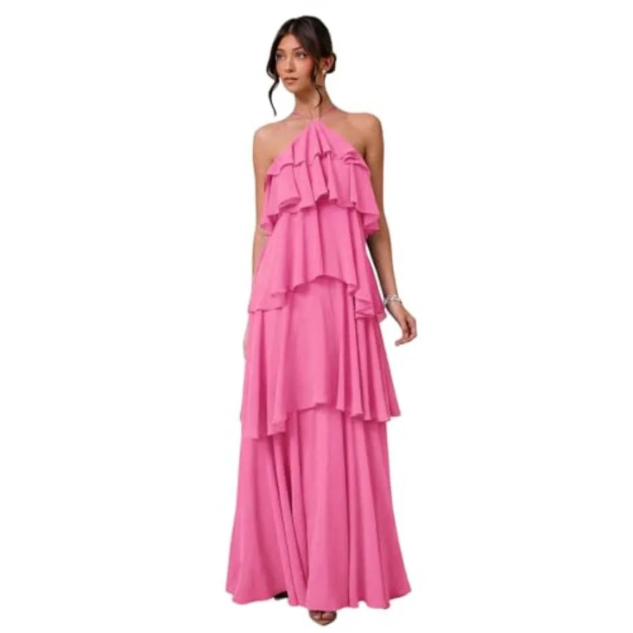 Solange Ruffle Halter Maxi